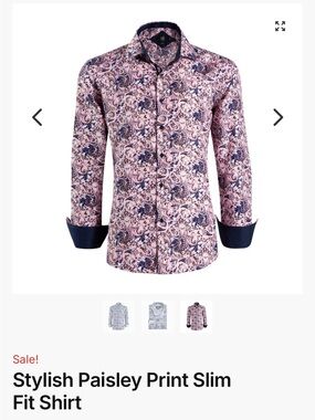 Men’s paisley slim fit button up elite balleh sz m 15 15 1/2